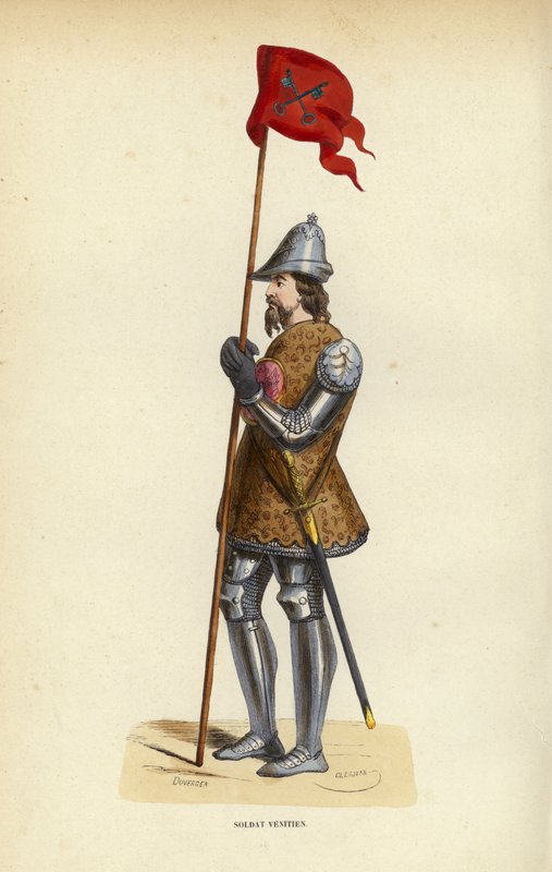 Soldat Venitien (kolorowy grawer) autorstwa European School