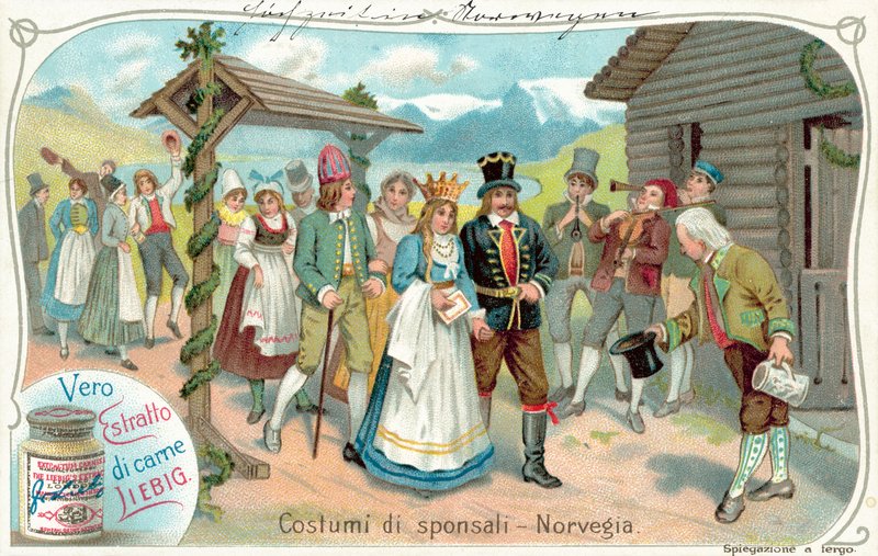 Procesja ślubna w Norwegii (chromolitho) autorstwa European School