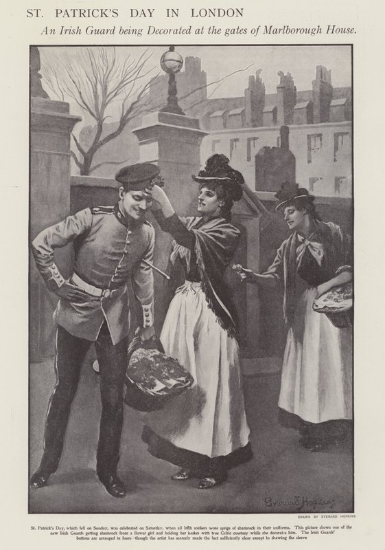 Dzień Świętego Patryka w Londynie (lito) autorstwa Everard Hopkins