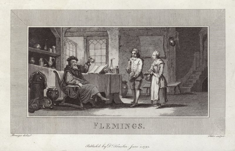 Flemingi. Grawerowanie sług i pana. autorstwa Flemish School