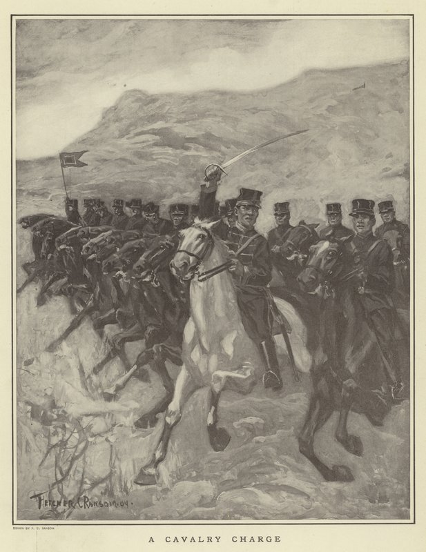 Szarża kawalerii autorstwa Fletcher C. Ransom