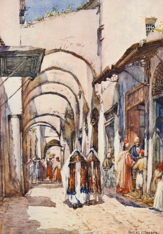 Ulica łuków, Tunis (kolorowa litografia) autorstwa Frances Nesbitt