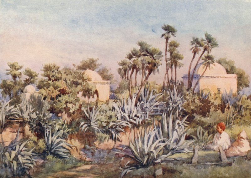 Koubba z Sidi Noumann, Bouzareah (kolorowa litografia) autorstwa Frances Nesbitt