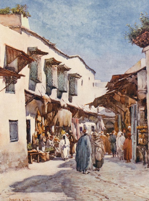 Souk el Belat, Tunis (kolorowa litografia) autorstwa Frances Nesbitt
