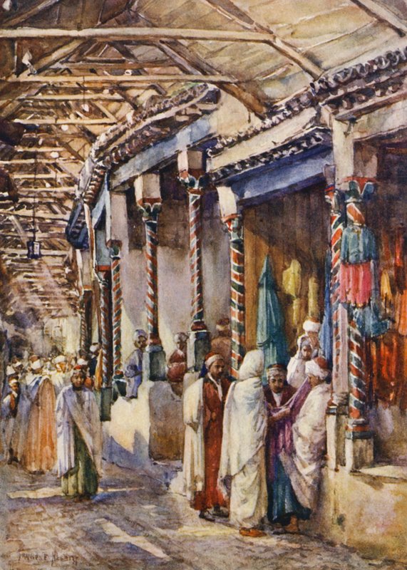 Souk el Trouk, Tunis (kolorowa litografia) autorstwa Frances Nesbitt