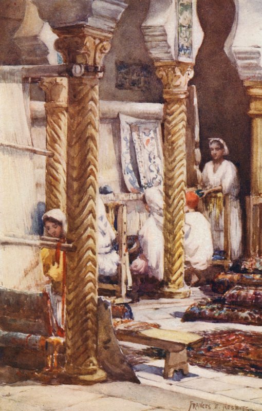 Szkoła dywanów, Algier (druk kolorowy) autorstwa Frances Nesbitt