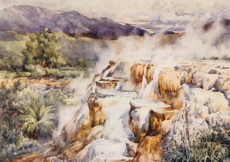 Cichy wodospad, Hammam Meskoutine (kolorowa litografia) autorstwa Frances Nesbitt