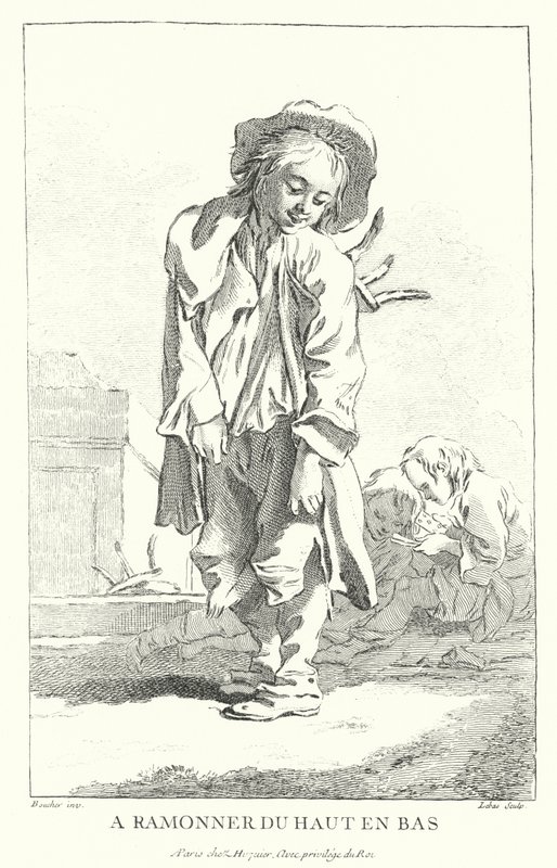 Kominiarz (grawerowanie) autorstwa Francois (after) Boucher