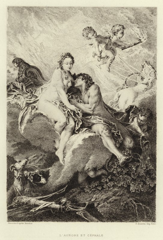Aurora i Cephalus (grawerowanie) autorstwa Francois (after) Boucher