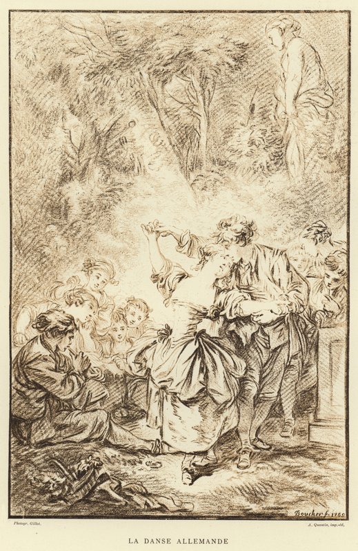 Taniec niemiecki (rycina) autorstwa Francois (after) Boucher