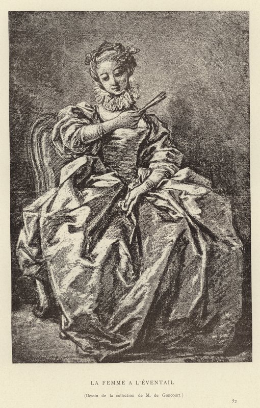 Kobieta z wachlarzem autorstwa Francois (after) Boucher