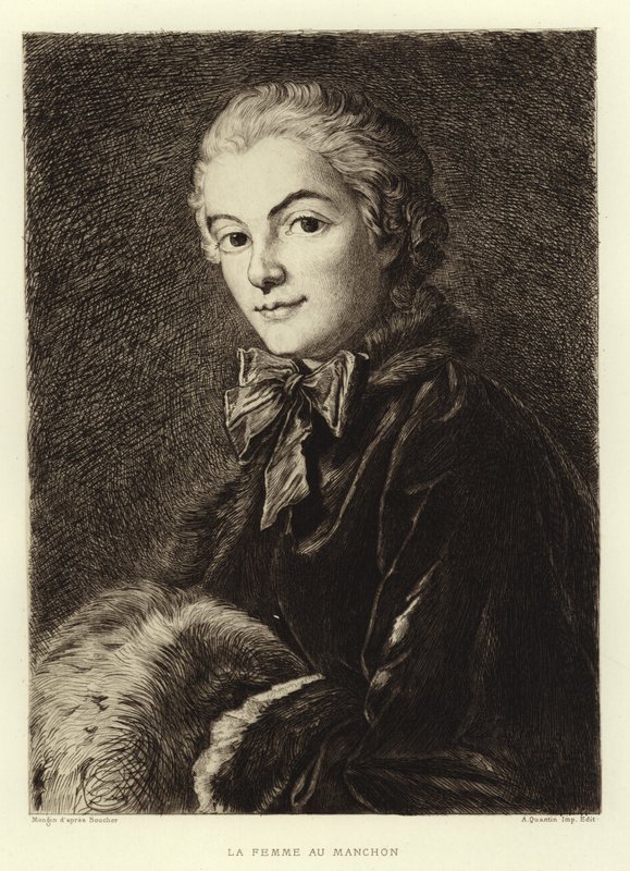 Kobieta z rękawem (grafika) autorstwa Francois (after) Boucher