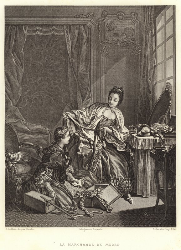 La Marchande de Modes (grawerowanie) autorstwa Francois (after) Boucher
