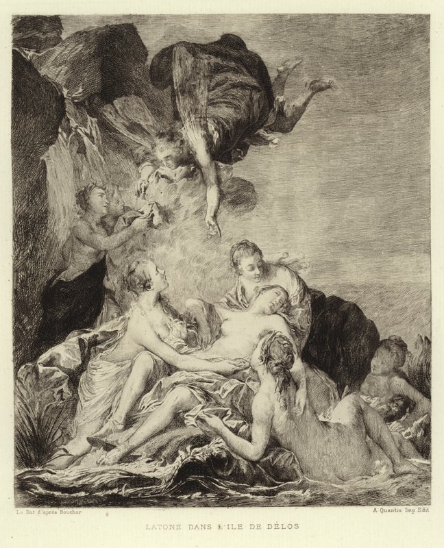 Latona na wyspie Delos (grafika) autorstwa Francois (after) Boucher