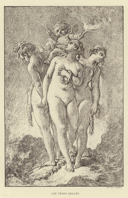 Trzy Gracje (grawerunek) autorstwa Francois (after) Boucher
