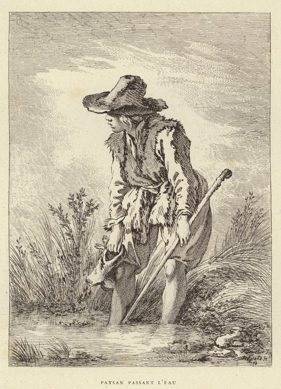Chłop Podający Wodę (rycina) autorstwa Francois (after) Boucher