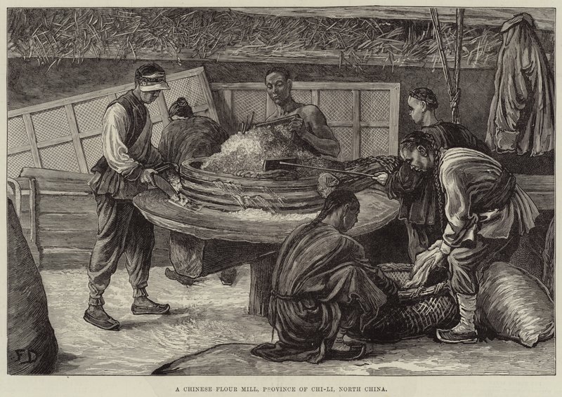 Chiński młyn do mąki, prowincja Chi-Li, Północne Chiny autorstwa Frank Dadd