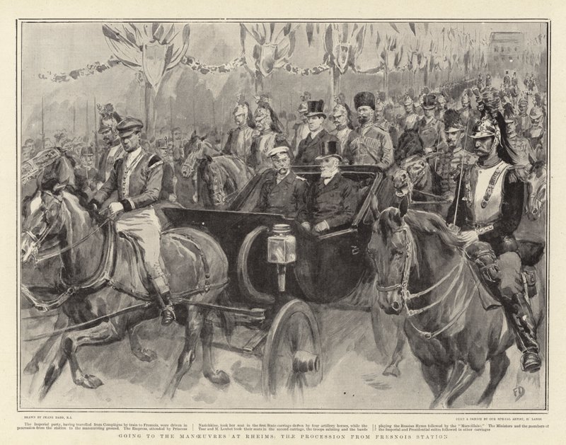 Idąc na manewry w Reims, procesja ze stacji Fresnois autorstwa Frank Dadd