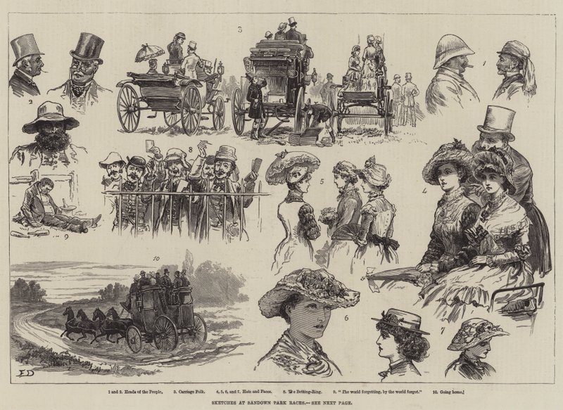 Szkice na wyścigach w Sandown Park autorstwa Frank Dadd
