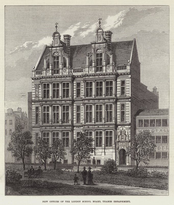 Nowe biura London School Board, Thames Embankment autorstwa Frank Watkins