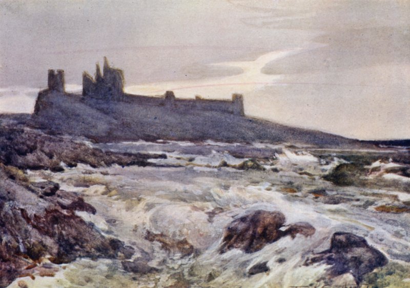 Zamek Dunstanburgh (kolor lito) autorstwa Frank Southgate