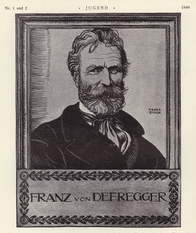 Franz von Defregger, austriacki artysta (lito) autorstwa Franz von Stuck