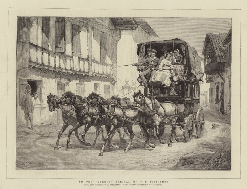 Nad Pirenejami, przybycie pracowitości autorstwa Frederick Arthur Bridgman