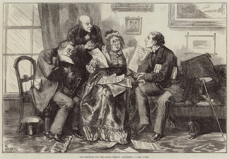 Wybory do Rad Szkolnych, agitacja Pani Wyborcy autorstwa Frederick Barnard
