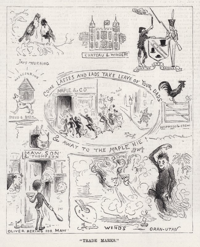 „Znaki towarowe” (grawerowanie) autorstwa Frederick (attr. to) Barnard