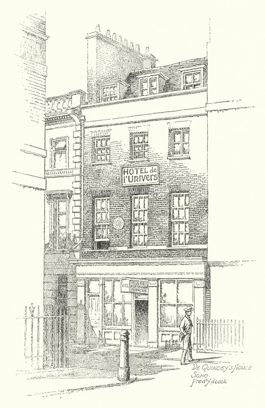 Dom De Quinceya, Soho (litografia) autorstwa Frederick Adcock