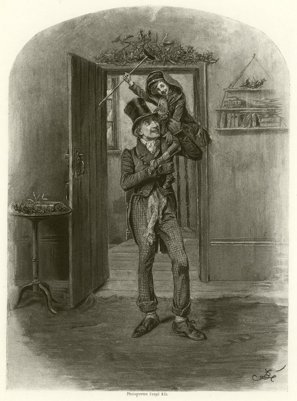 Bob Cratchit i Tiny Tim (wklęsłodruk) autorstwa Frederick Barnard