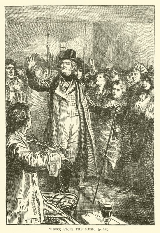 Vidocq zatrzymuje muzykę (grawerowanie) autorstwa Frederick Henry Townsend