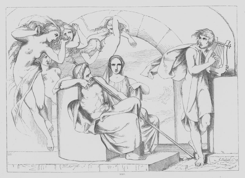 John Milton, Zamyślony (grafika) autorstwa Frederick Richard Pickersgill