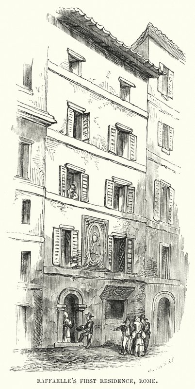 Pierwsza rezydencja Raffaelle, Rzym (grawerowanie) autorstwa Frederick William Fairholt