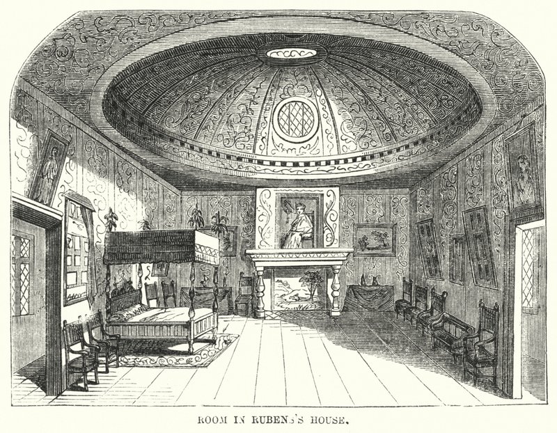 Pokój w Domu Rubensa (grafika) autorstwa Frederick William Fairholt