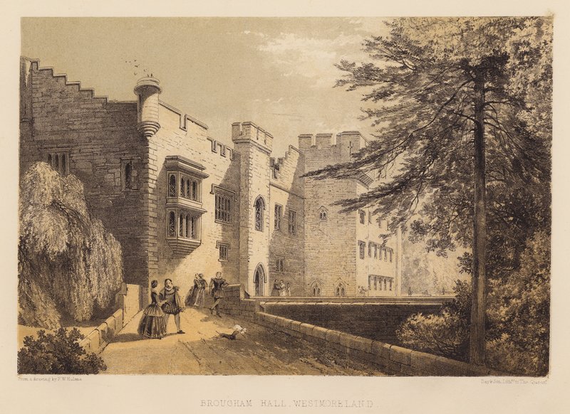 Brougham Hall, Westmoreland (akwatinta) autorstwa Frederick William Hulme