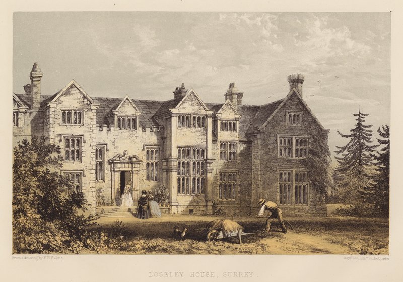 Loseley House, Surrey (akwatinta) autorstwa Frederick William Hulme