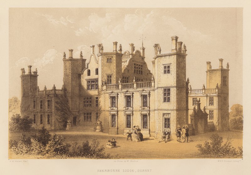 Sherborne Lodge, Dorset (akwatinta) autorstwa Frederick William Hulme