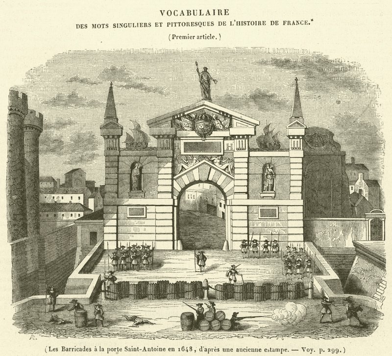Barykady w Porte Saint-Antoine w 1648 r. autorstwa French School