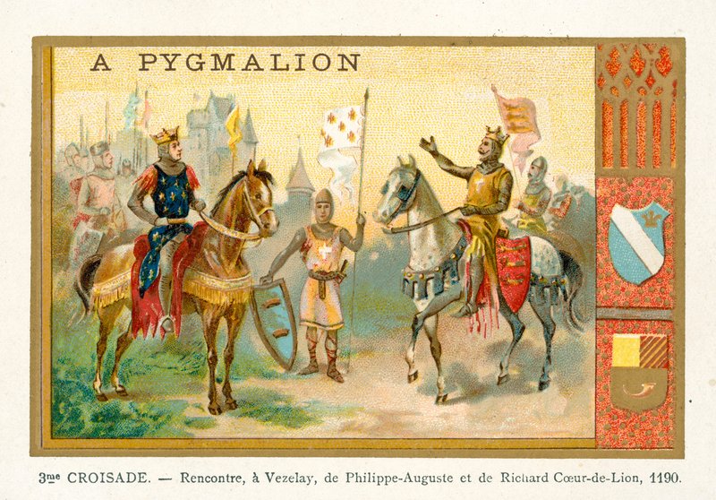 Spotkanie Filipa Augusta i Ryszarda Lwie Serce w Vezelay, 3. Krucjata, 1190 autorstwa French School