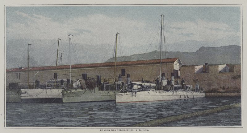 Niszczyciele w porcie Toulon, Francja (kolorowe zdjęcie) autorstwa French Photographer