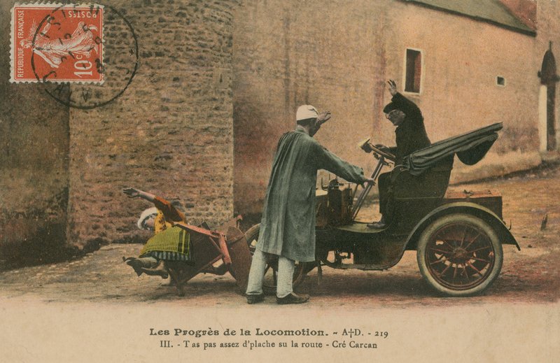 Wypadek samochodowy. Pocztówka wysłana w 1913 roku. autorstwa French Photographer
