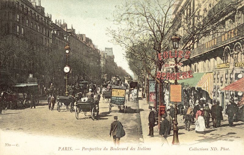 Paryż, Boulevard des Italiens (kolorowe zdjęcie) autorstwa French Photographer