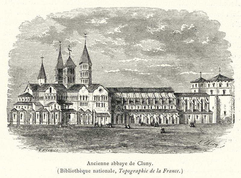 Dawne opactwo Cluny (rycina) autorstwa French School