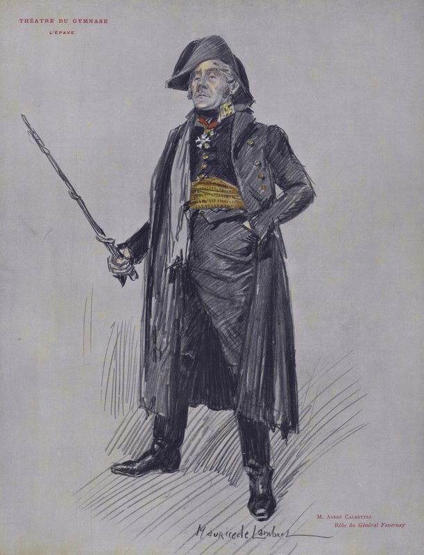 Andre Calmettes jako generał Favernay w LEpave autorstwa French School