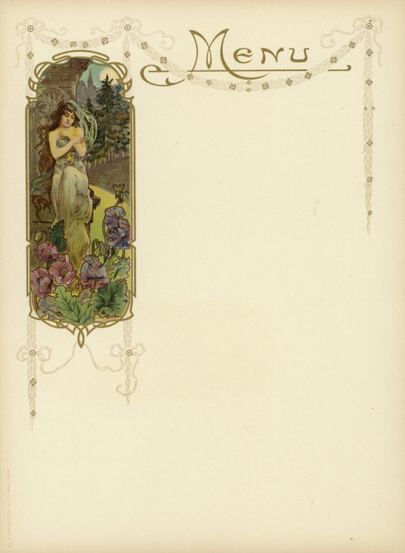 Art Nouveau projekt dla menu autorstwa French School