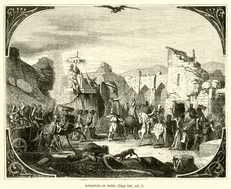 Artakserkses en Judee (Grawerowanie) autorstwa French School