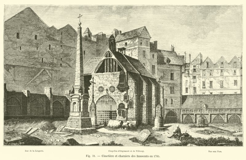 Cmentarz i masowe groby Niewiniątek w 1785 r. autorstwa French School