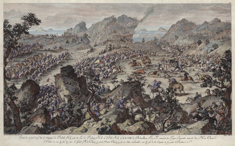 Conquest of Little Buckarie (kolorowy grawerunek) autorstwa French School