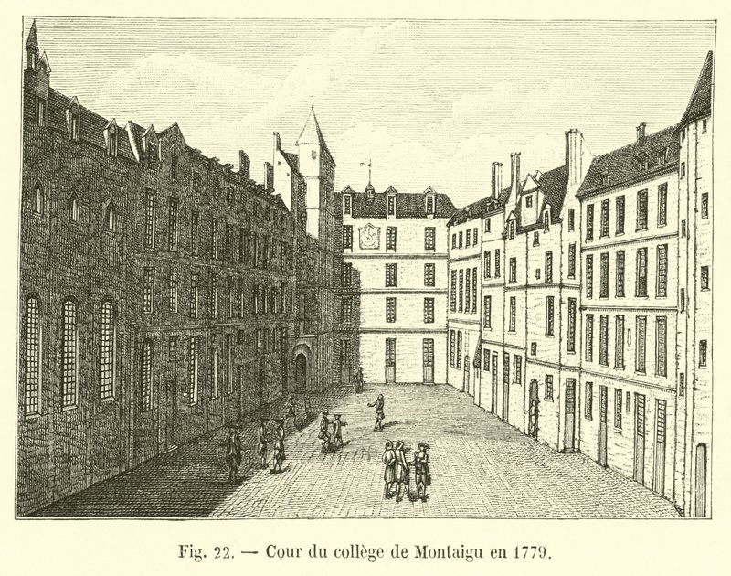 Dziedziniec kolegium Montaigu w 1779 r. autorstwa French School